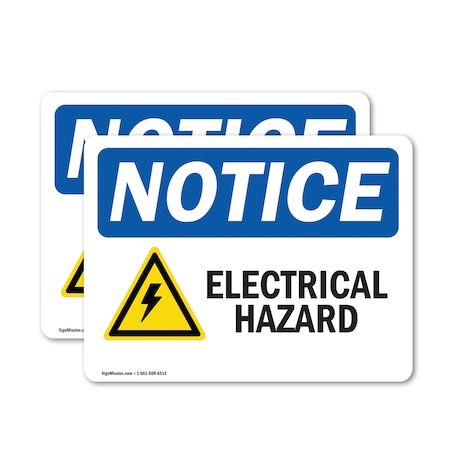 Signmission Electrical Hazard Sign, Vinyl Decal, 18in W x 12in L, 2PK OS-2PACK-NS-D-1218-L-11651
